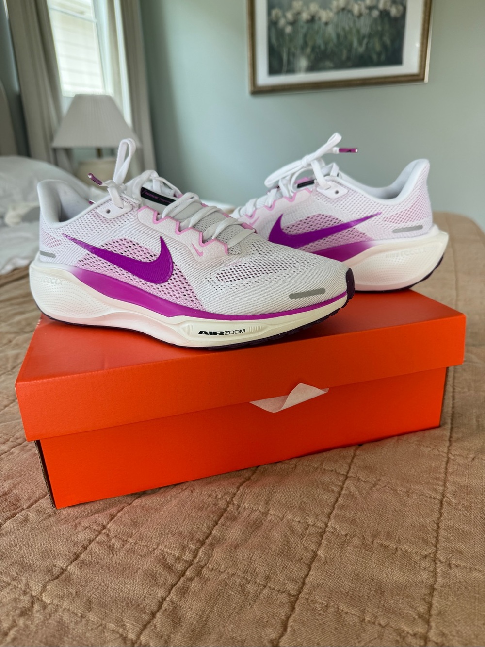 Nike Women’s Running Shoes - White with Purple Swoosh